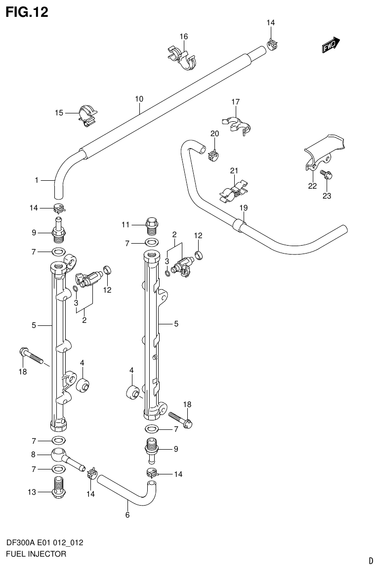 Suzuki DF300AP FUEL INJECTOR (DF300A E1) parts diagram